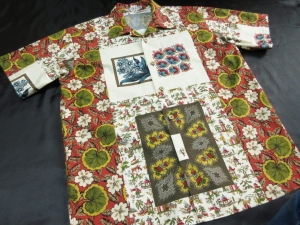 【現品のみ】us cottonアロハシャツ「Flower patchwork」 ※現品のLサイズ・半袖のみ　(税抜き価格18,000円）ge-436