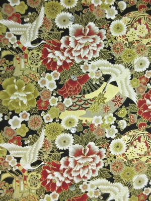 【新配色】金加工/鶴に牡丹(税抜き価格15,000円）my-685