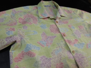 【現品のみ】【正絹】京都西陣紬「蝶に花」(税抜き価格30,000円）※現品の2Lサイズ・半袖のみ　ge-469