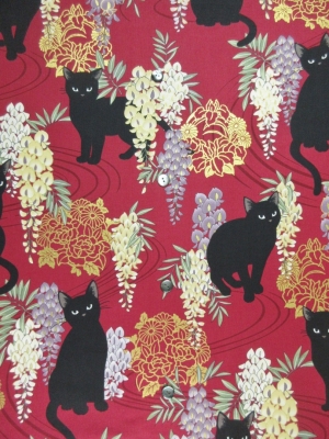 黒猫に藤の花/新色（レッド）　(税抜き価格15,000円）my-718