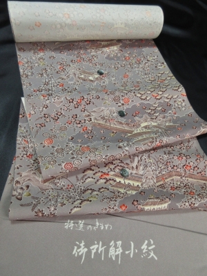 【正絹】京染め小紋/丹後ちりめん使用「風景小花文」　(税抜き価格30,000円）sk-357