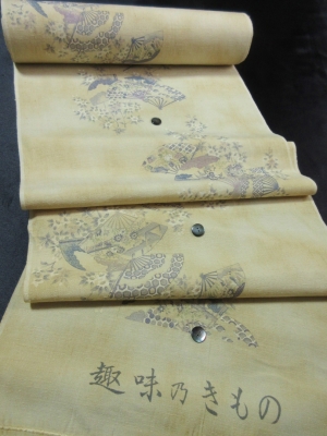 【正絹】染め紬「吉祥扇文」　(税抜き価格30,000円）sk-369