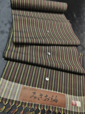 【正絹】京都西陣織り「みさお紬/縞文」　(税抜き価格35,000円）sk-362