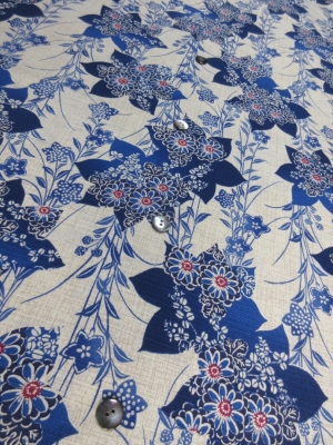 綿スラブ織り/桔梗文(税抜き価格15,000円）my-751　※半袖のみ制作可。