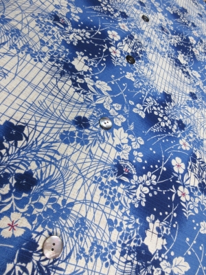 綿スラブ織り/アザミ文(税抜き価格15,000円）my-749　※半袖のみ制作可。