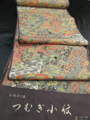 完売しました！　【正絹】染め大島「吉祥花尽くし文」　(税抜き価格25,000円）sk-370
