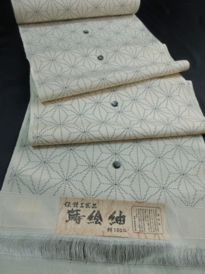 完売しました！　【正絹】蒔絵紬「麻の葉文」(税抜き価格35,000円）sk-372