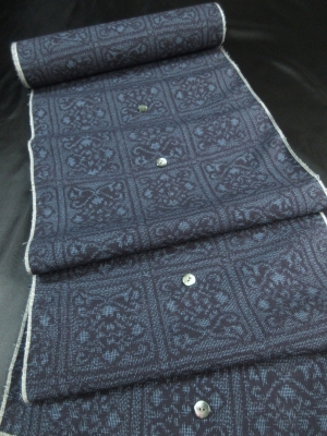 【正絹】伝統工芸創作品　結城紬「格子文」（税別30,000円）sk-374