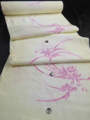 【正絹】ぼかし染め高級長襦袢地使用「友禅/花」　(税抜き価格25,000円）sk-389　※ラスト1着につきMサイズまで半袖のみ制作可。