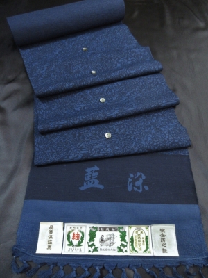 【正絹】伝統工芸創作品　結城紬「藍染」（税別40,000円）sk-395